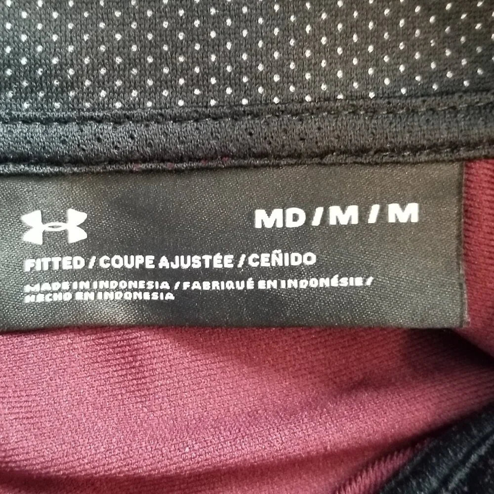 Under Armour Men Medium Fitted Maroon Black‎ Full Zip Light Jacket Pockets